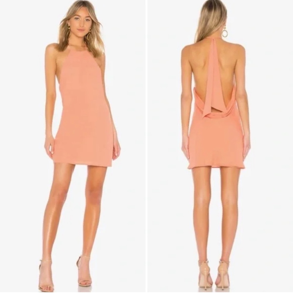 NBD Orange Backless Halter Sheath Dress